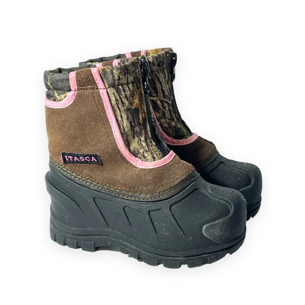 Itasca Girls Waterproof Snow Stomper‎ Winter Boot Camouflage Pink Kids 9 READ